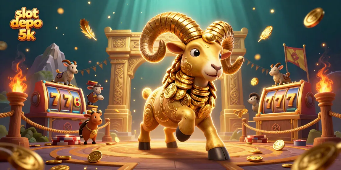 Experience excitement at slot depo 5k with vibrant golden ram and dynamic gaming elements.