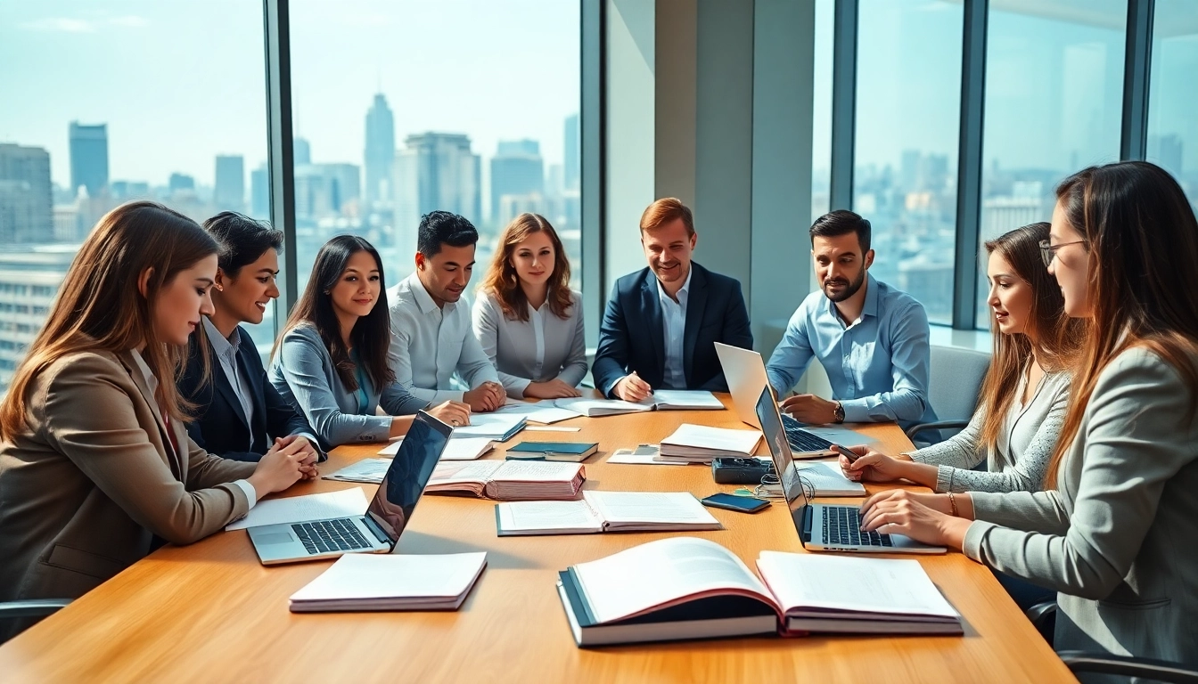 PMP exam support study session featuring diverse professionals in a collaborative setup.