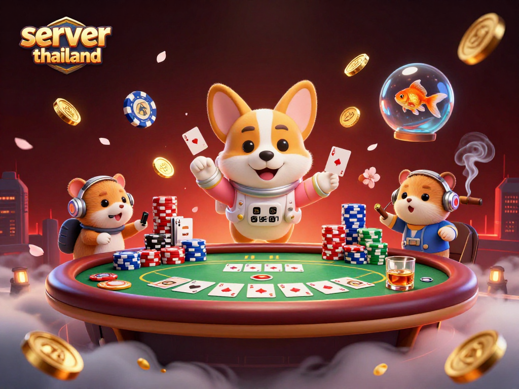 Bet on server thailand with fun elements in a vibrant space casino scene.