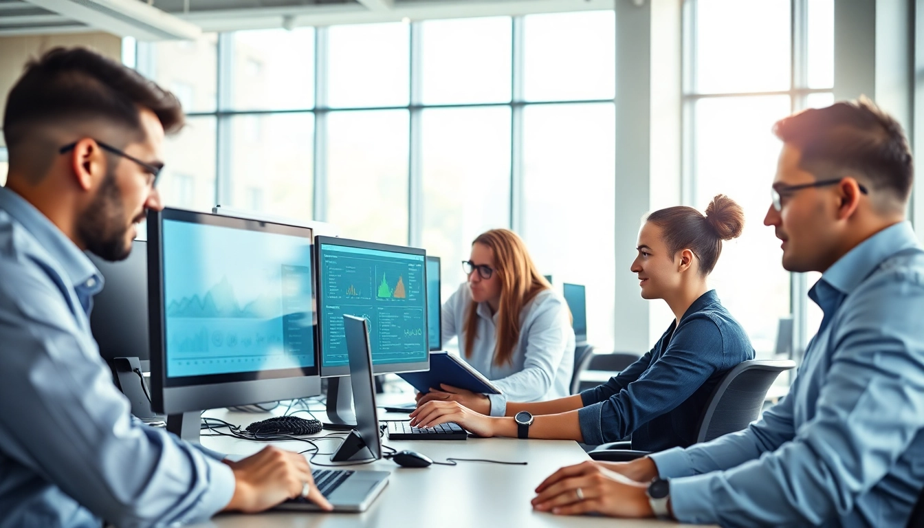 Delivering managed IT services Lakeland with a diverse team of experts in a modern office.