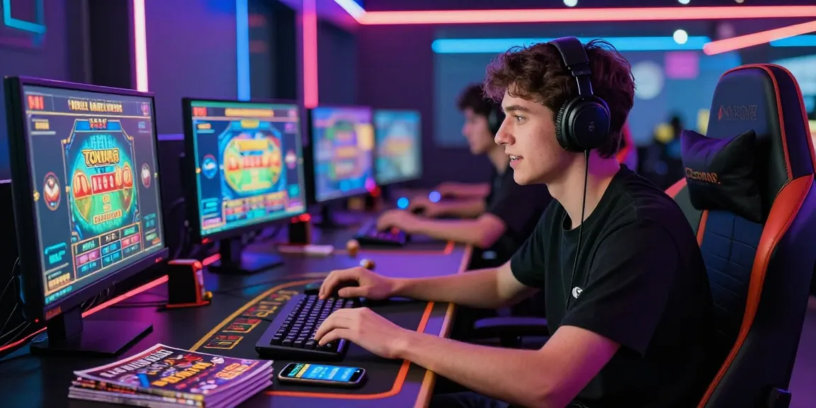 Player enjoying online gaming at credit card casinos UK with vibrant game displays.