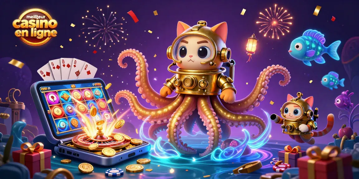Découvrez le meilleur casino en ligne avec notre illustration colorée incluant des éléments de jeux captivants.