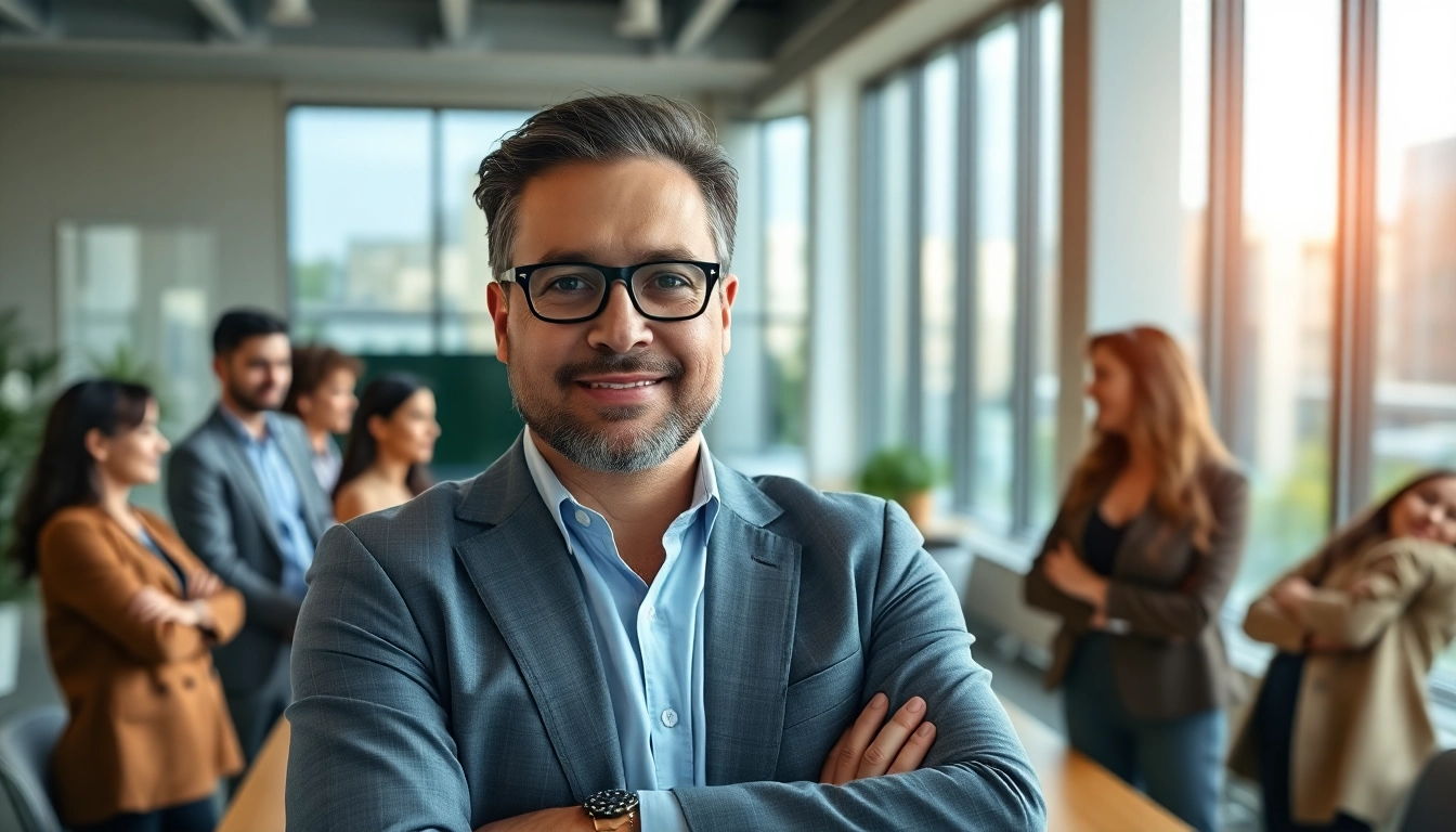 Founder leadership insights showcasing a diverse team in a collaborative, modern office space.