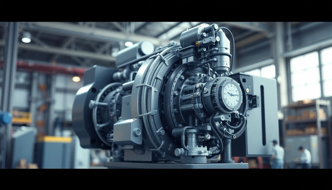 Technische Animation eines komplexen Maschinenlayouts in einer Industrieumgebung.