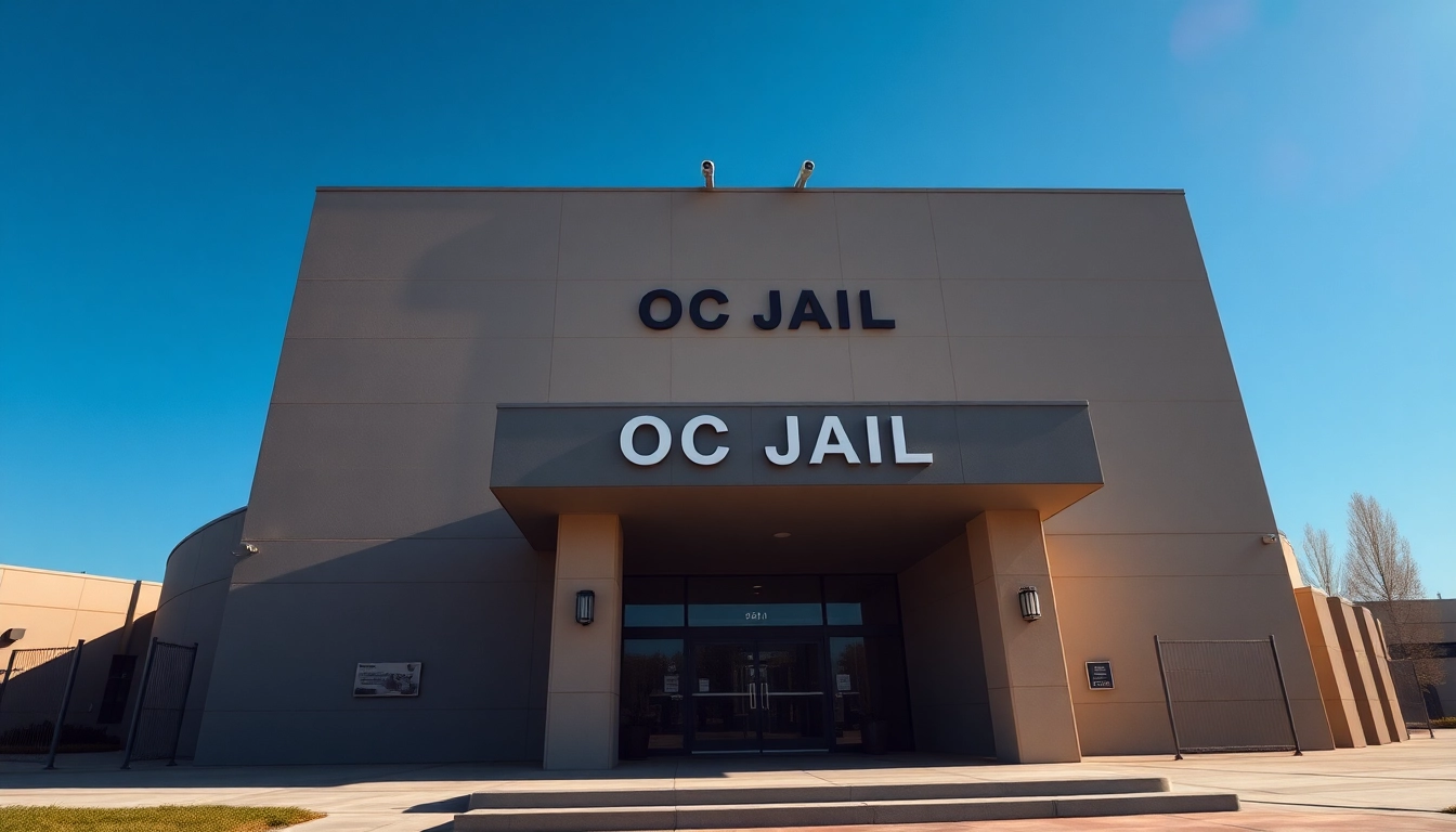 OC Jail building showcasing architectural details and security features.