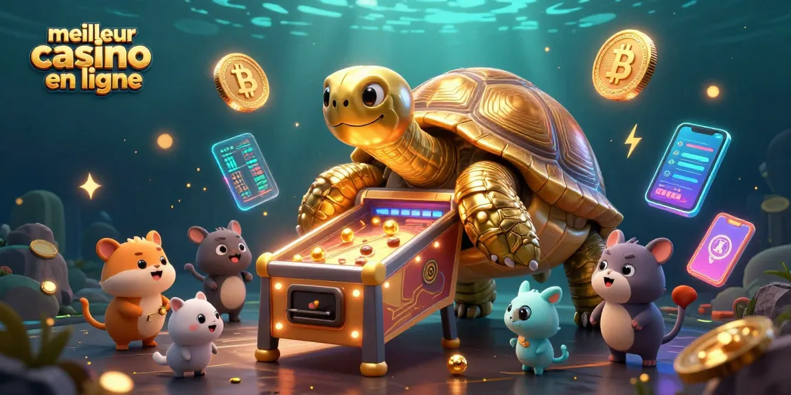 Jouer au meilleur casino en ligne avec des tortues géantes et des pièces de crypto-monnaie lumineuses