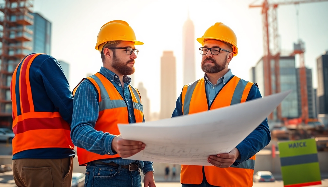 New York General Contractor supervising a construction team in a dynamic urban setting.