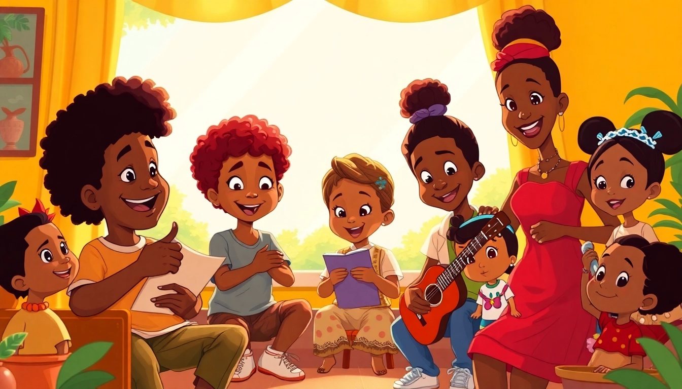 Engaging scene showcasing iconic African American Cartoons characters celebrating diversity and creativity.