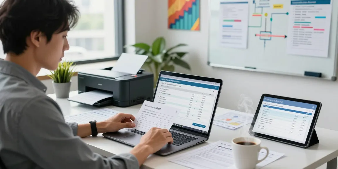 Detect fraud invoice with AI technology in a modern office setting.