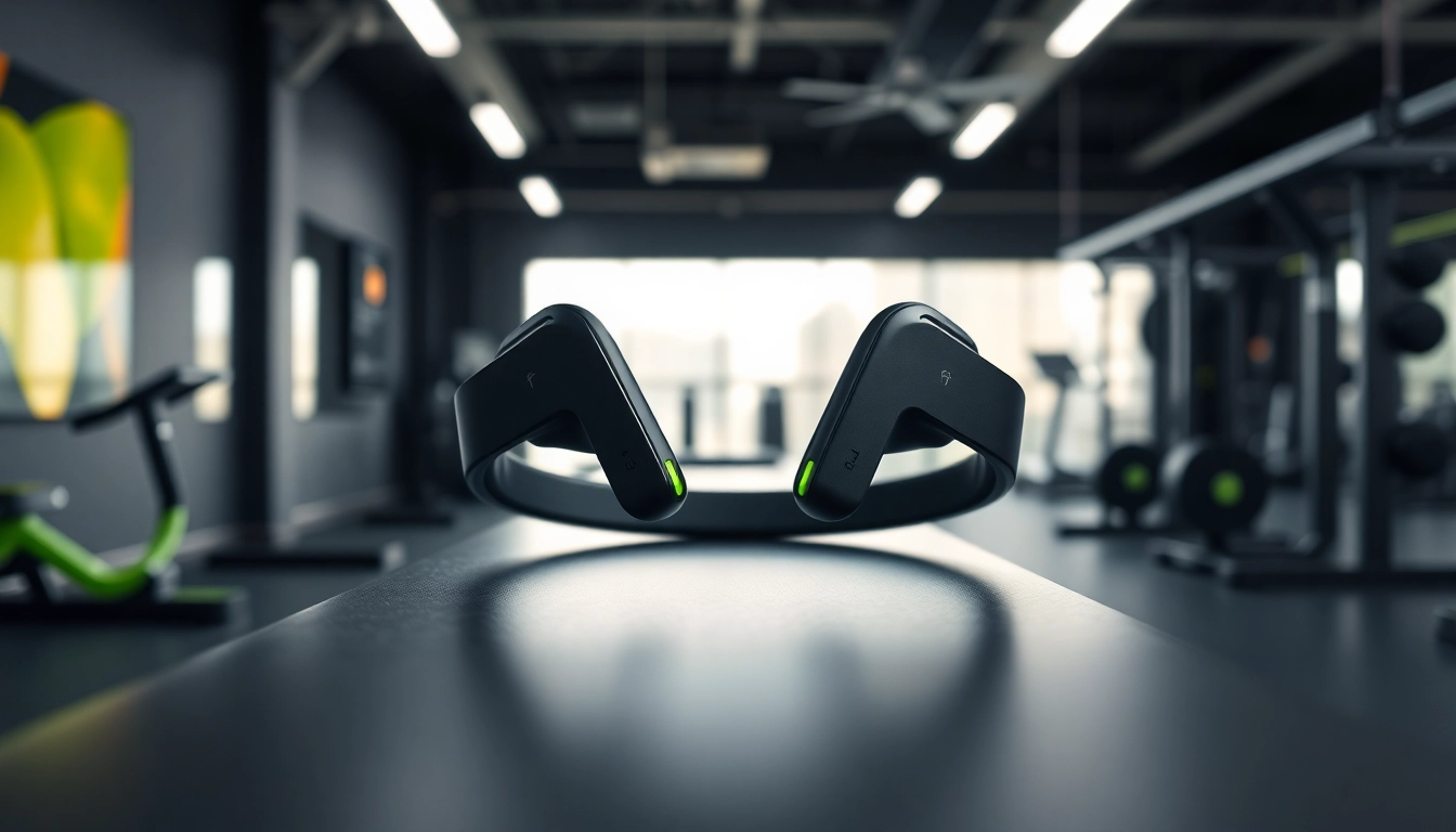 Experience enhanced sound with F1 Bone Conduction Headphones featured in a dynamic gym setting.