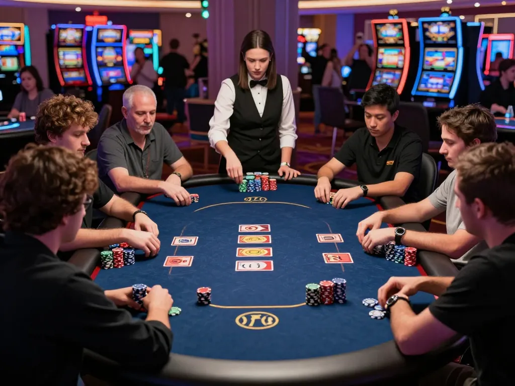 Players engaging in a competitive poker game at a casino, showcasing hidden wiki strategies in action.