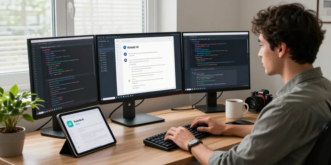 KoboldAI user optimizing interactions in a modern home office with innovative chat features.