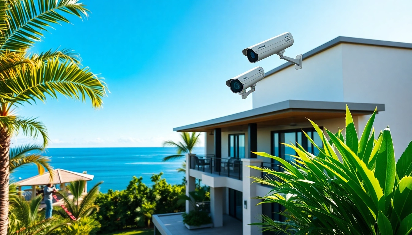 Cámaras Hikvision instaladas en una casa moderna en Guanacaste, Costa Rica, mostrando tecnología segura en un entorno tropical.