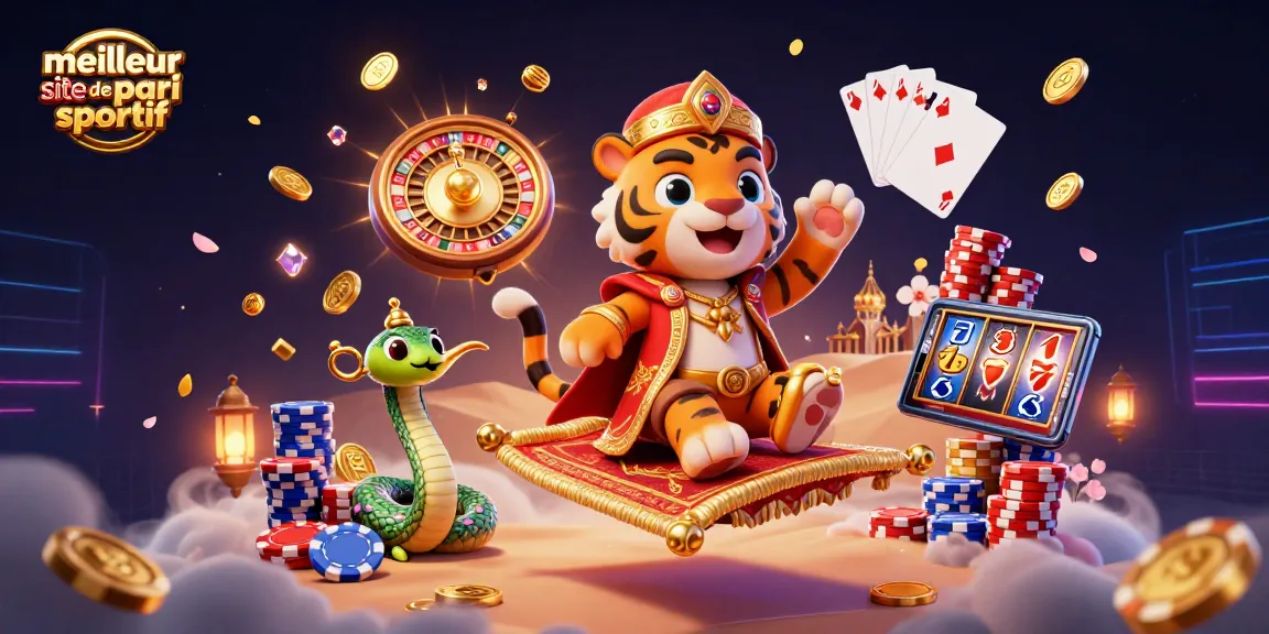 Illustration 3D d'un sultan tigre sur un tapis de poker, représentant le meilleur site de pari sportif.