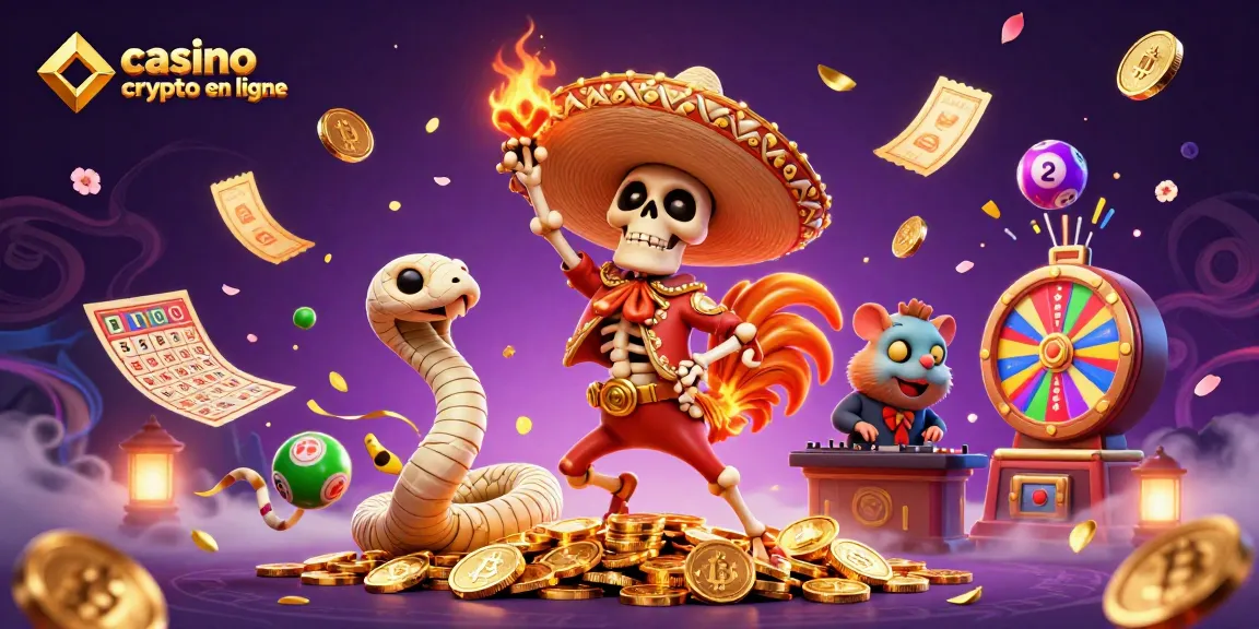 Illustration animée illustrant un casino crypto en ligne avec un grand succès aux jeux