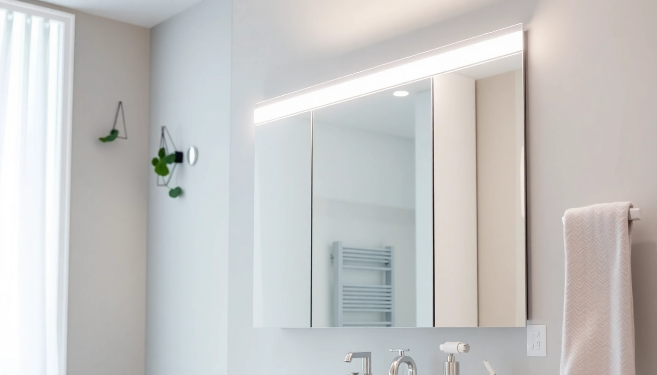 Illuminate your space with a sleek led bathroom mirror cabinet featuring modern design and elegant lighting.