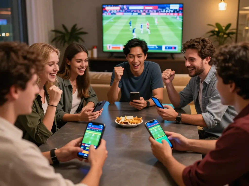 Engaging participants calculating odds while enjoying thrilling 7meter parlay sports betting experience