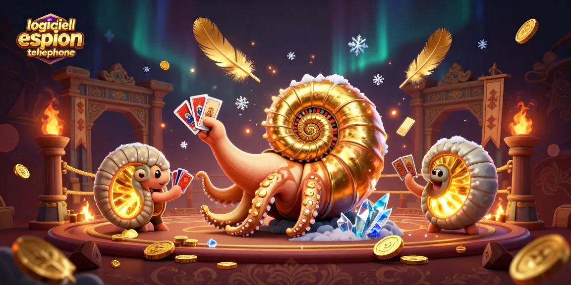 Jouer avec le logiciel espion téléphone dans un casino animé, capturant des cartes et des pièces d'or au centre d'une scène lumineuse.