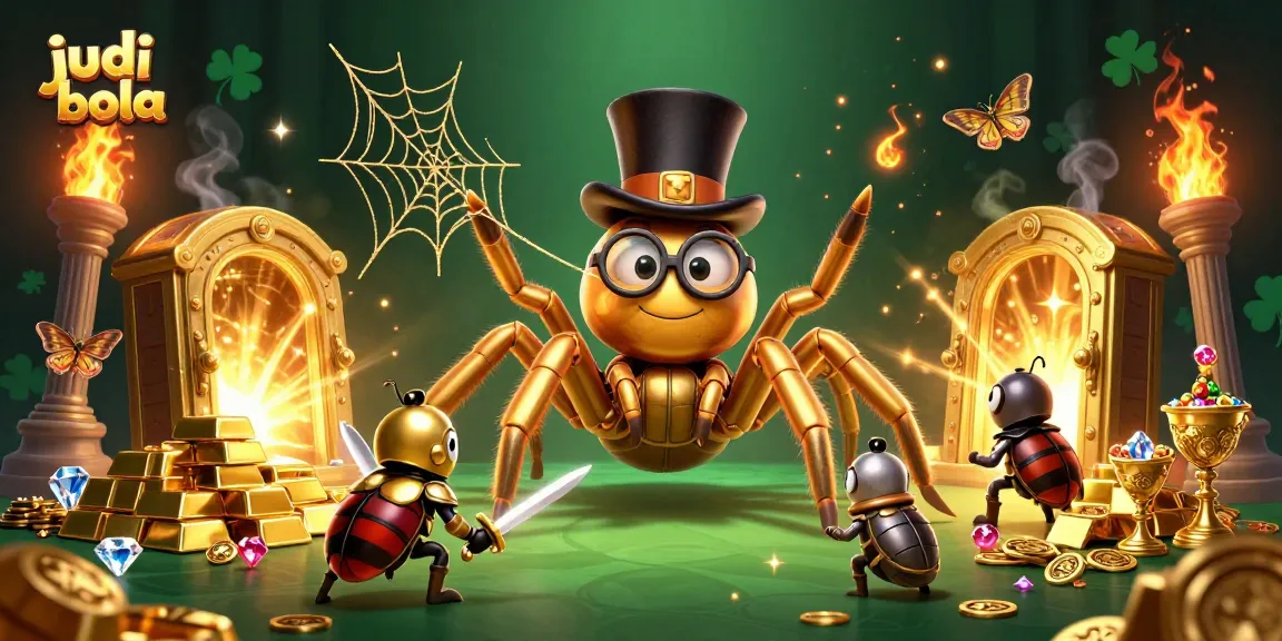 Engage in judi bola action with dynamic characters and golden treasures in a vibrant casino scene.