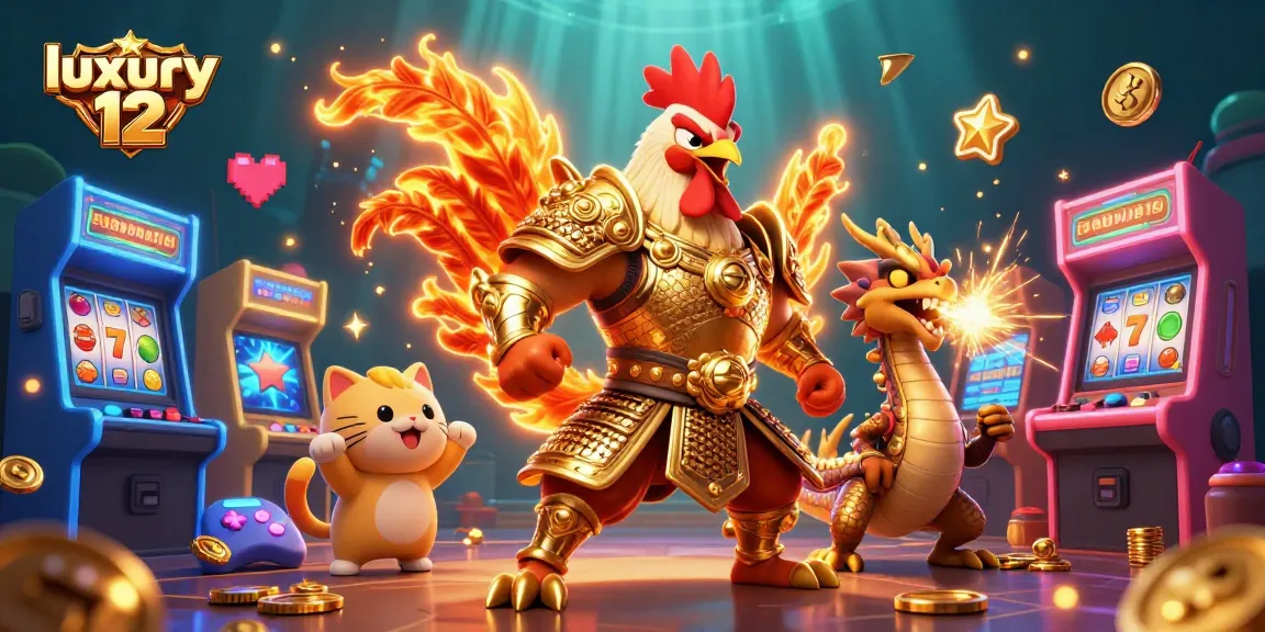 Experience luxury 12 with a spirited casino scene featuring dazzling characters and vibrant game elements.