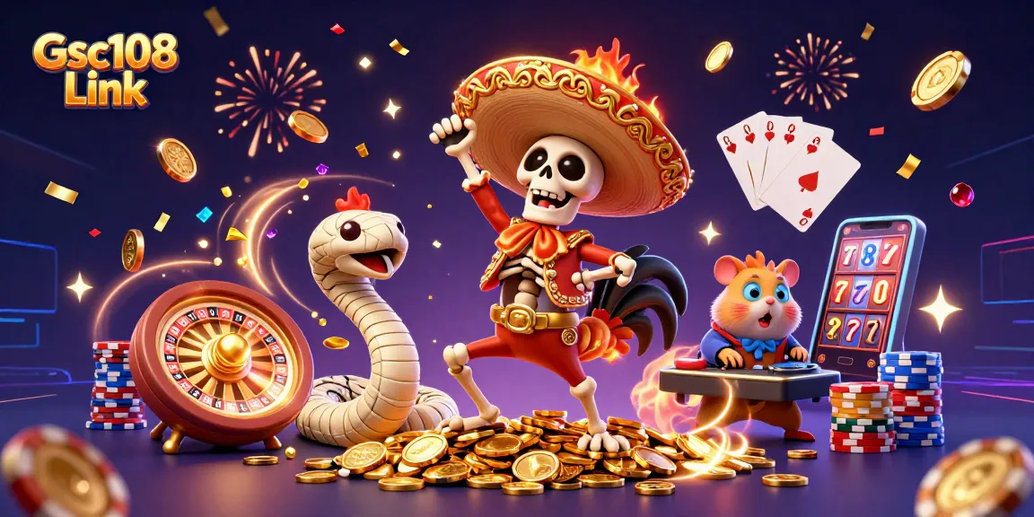 Gsc108 Link menampilkan skeleton mariachi, ular mumi, dan hamster zombie DJ di kasino virtual.