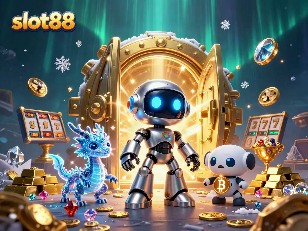 Experience the thrill of slot88 with a dynamic 3D casino scene featuring unique gaming elements.