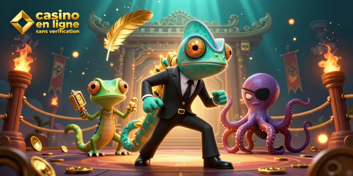 Découvrez les casinos en ligne sans vérification avec ce caméléon agent secret et gadgets en or.