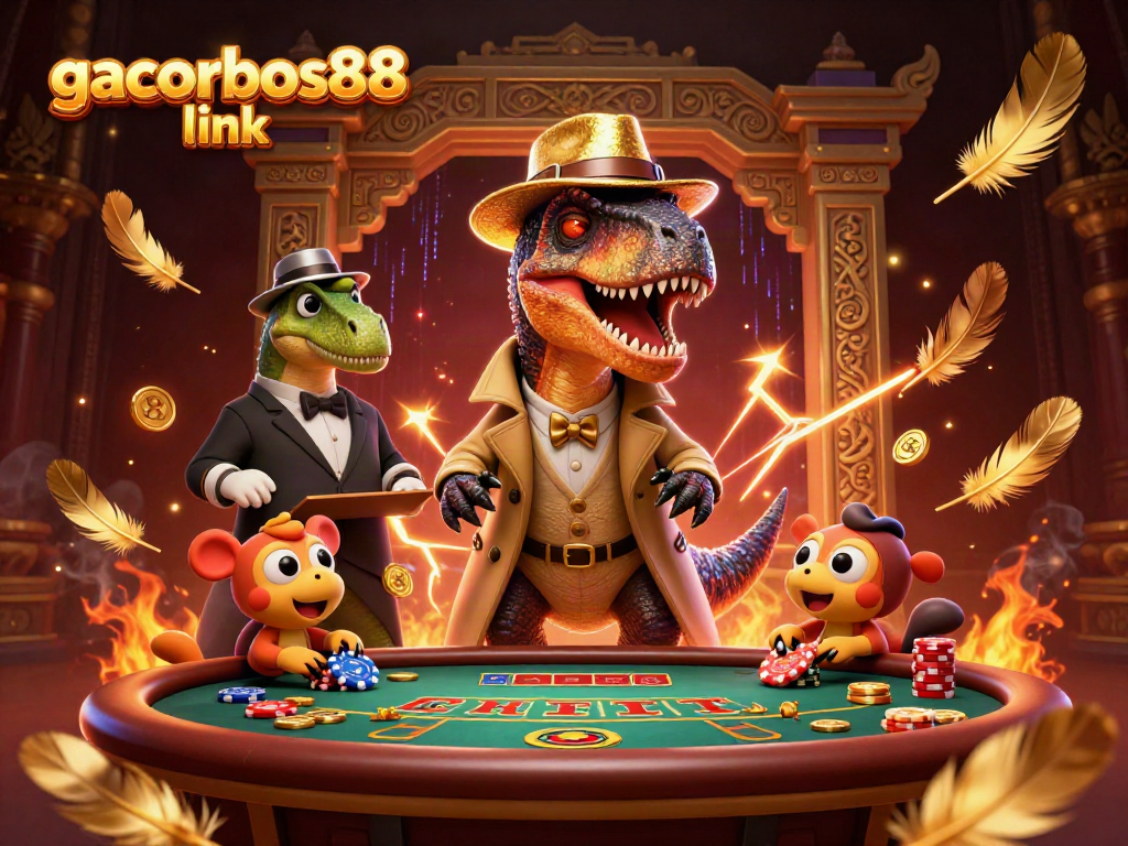 Experience thrilling gameplay with the gacorbos88 link as a velociraptor card counter and friends at the casino.