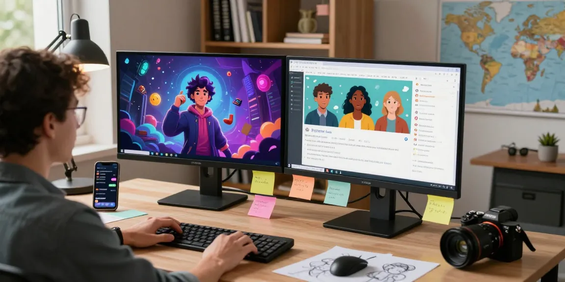 Engaging with Tavern AI in a creative workspace setup showcasing interactive dialogues and character sketches.