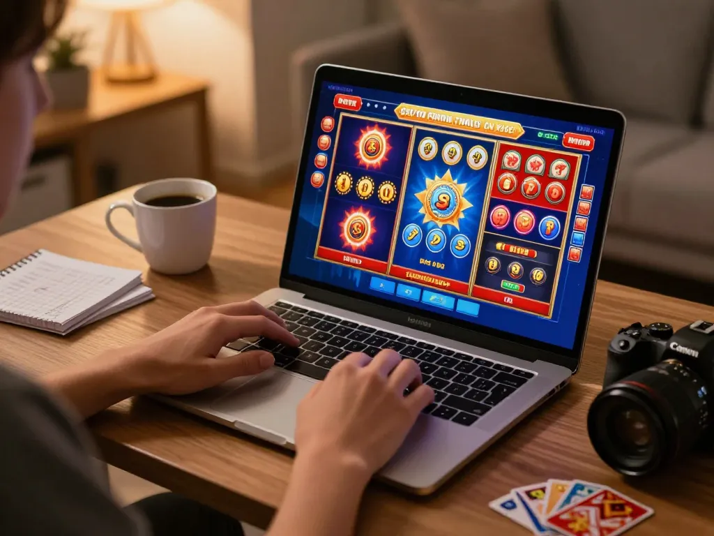 Engaging with casino online stranieri gameplay on a laptop in a cozy home environment, showcasing modern gaming strategy.