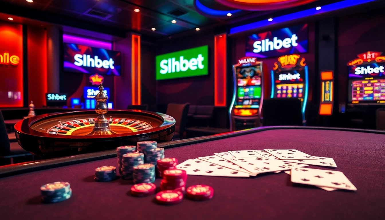 Shbet players engaged in thrilling online casino activities with vibrant gaming elements.
