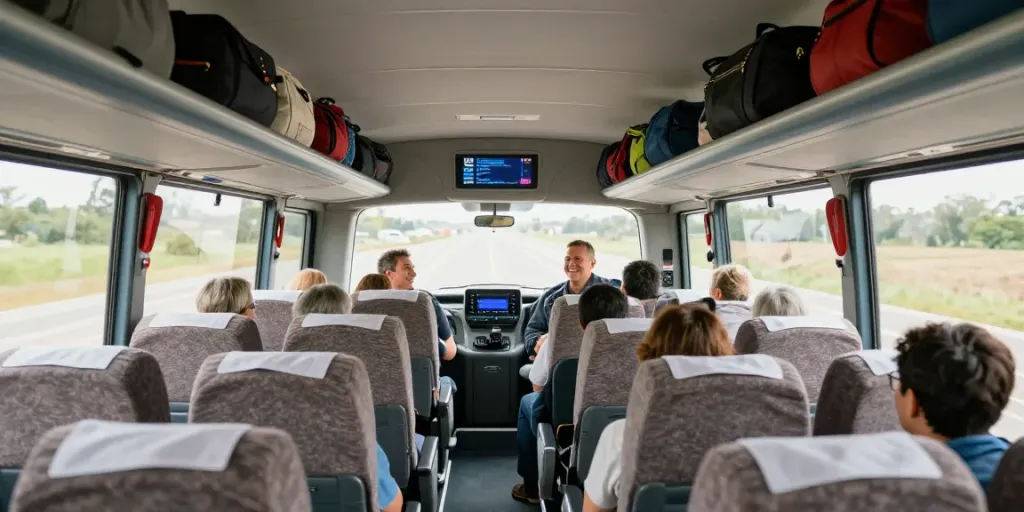 Transport Moldova Belgia - pasageri relaxați în autocar confortabil pe drum spre Europa.