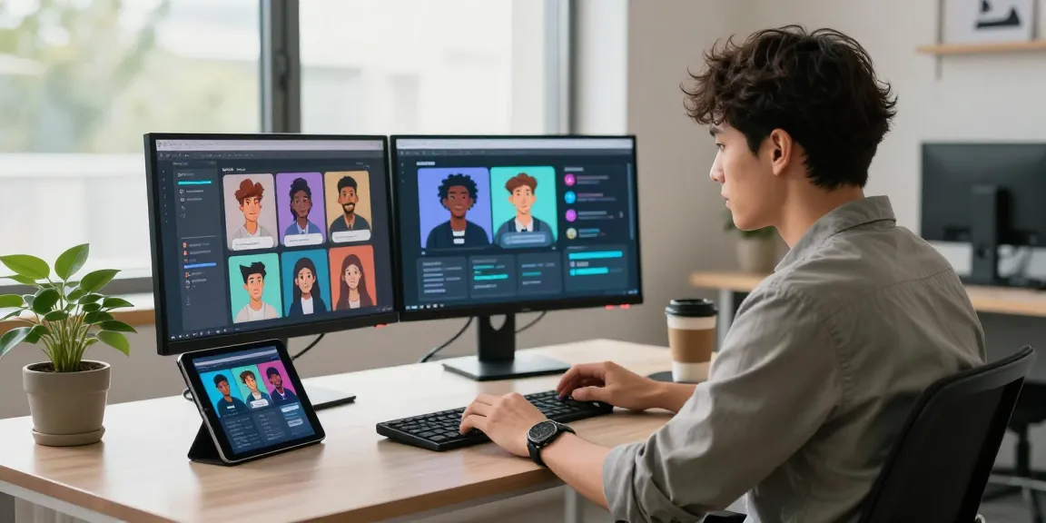 An individual exploring Crush on AI interactions in a modern workspace, showcasing technology and creativity.