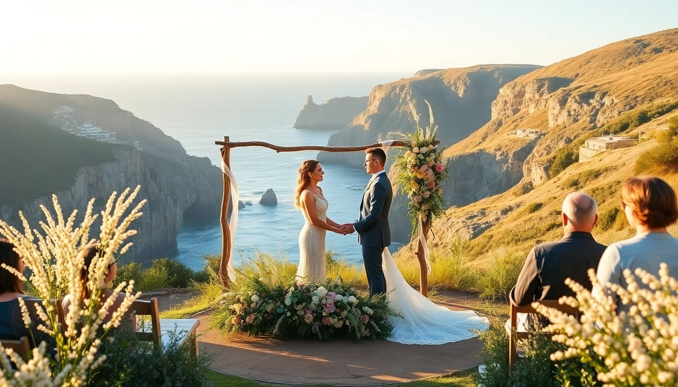 Couple exchanging vows in serene Big Sur wedding photography with stunning coastal backdrop.