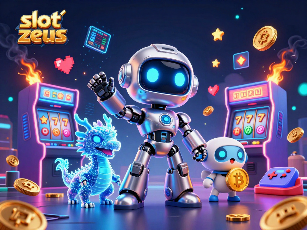 Engage with slot zeus gameplay in a vibrant casino scene featuring dynamic 3D characters and arcade elements.