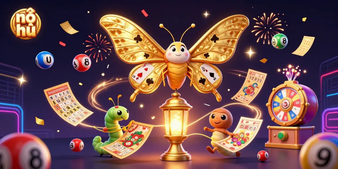 Catch exciting nổ hũ action with vibrant lottery elements and a majestic atlas moth in casino scenes.