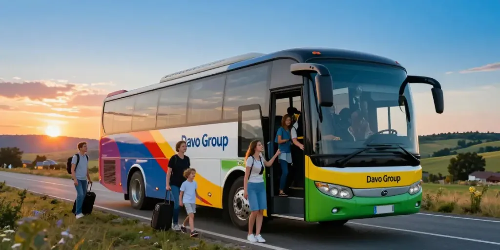 Transport Moldova Belgia cu autocare moderne și pasageri bucuroși în peisaj de toamnă