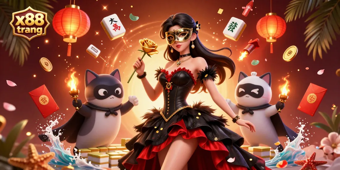 Engage with the world of x88 trang, where stunning characters meet vibrant casino elements in a dynamic 3D scene.