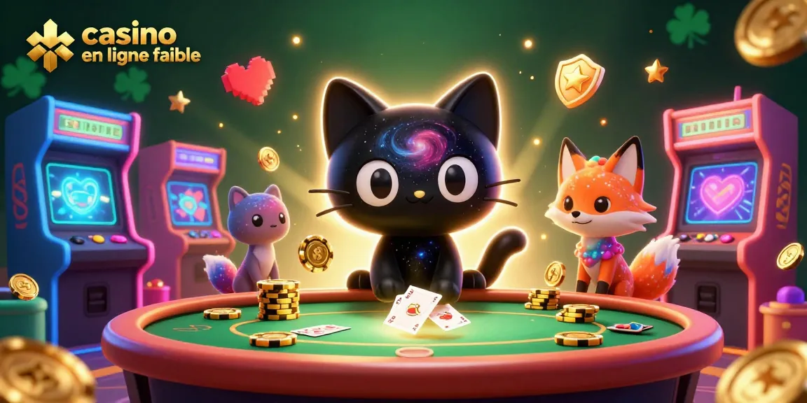 Jouez au casino en ligne fiable avec une illustration d'un chat noir en trou de ver attirant des jetons d'or sous une ambiance cosmique.