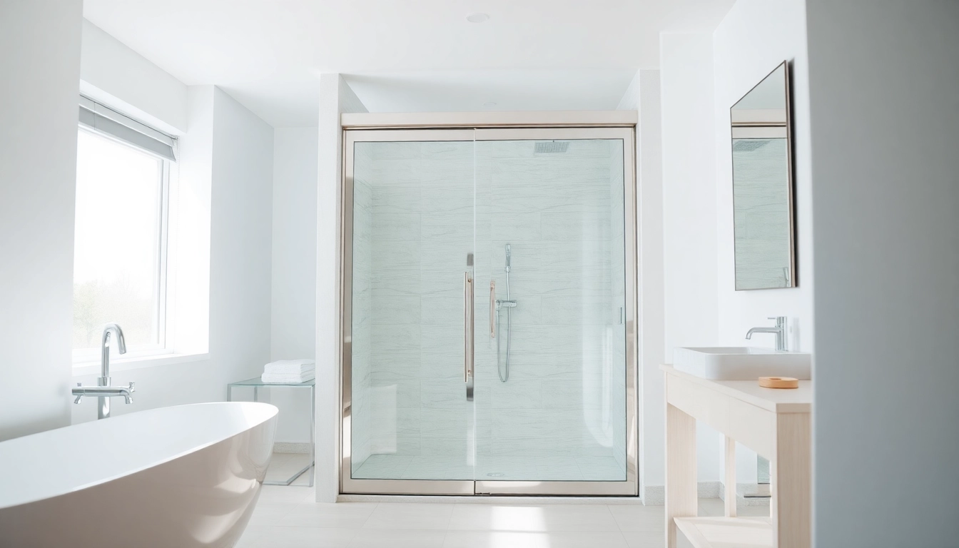 Explore the elegance of shower sliding doors with a sleek chrome finish in a modern bathroom.