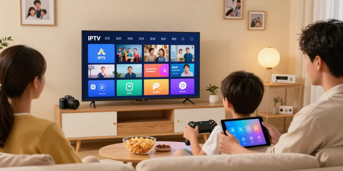 Family streaming IPTV services on a smart TV at home, find out more here about affordable entertainment solutions.