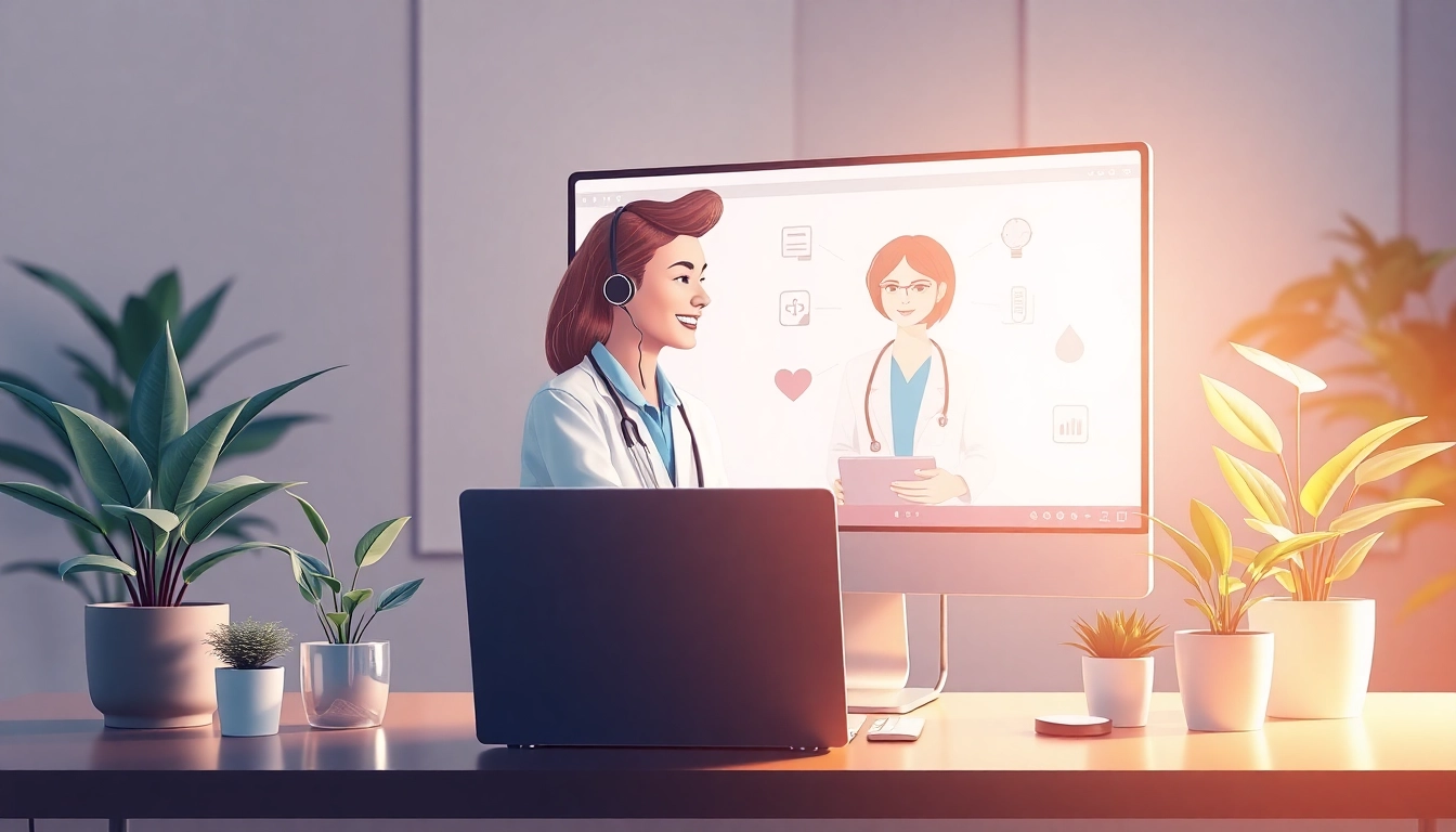 YourGP virtual healthcare service illustration illustrating user interaction.