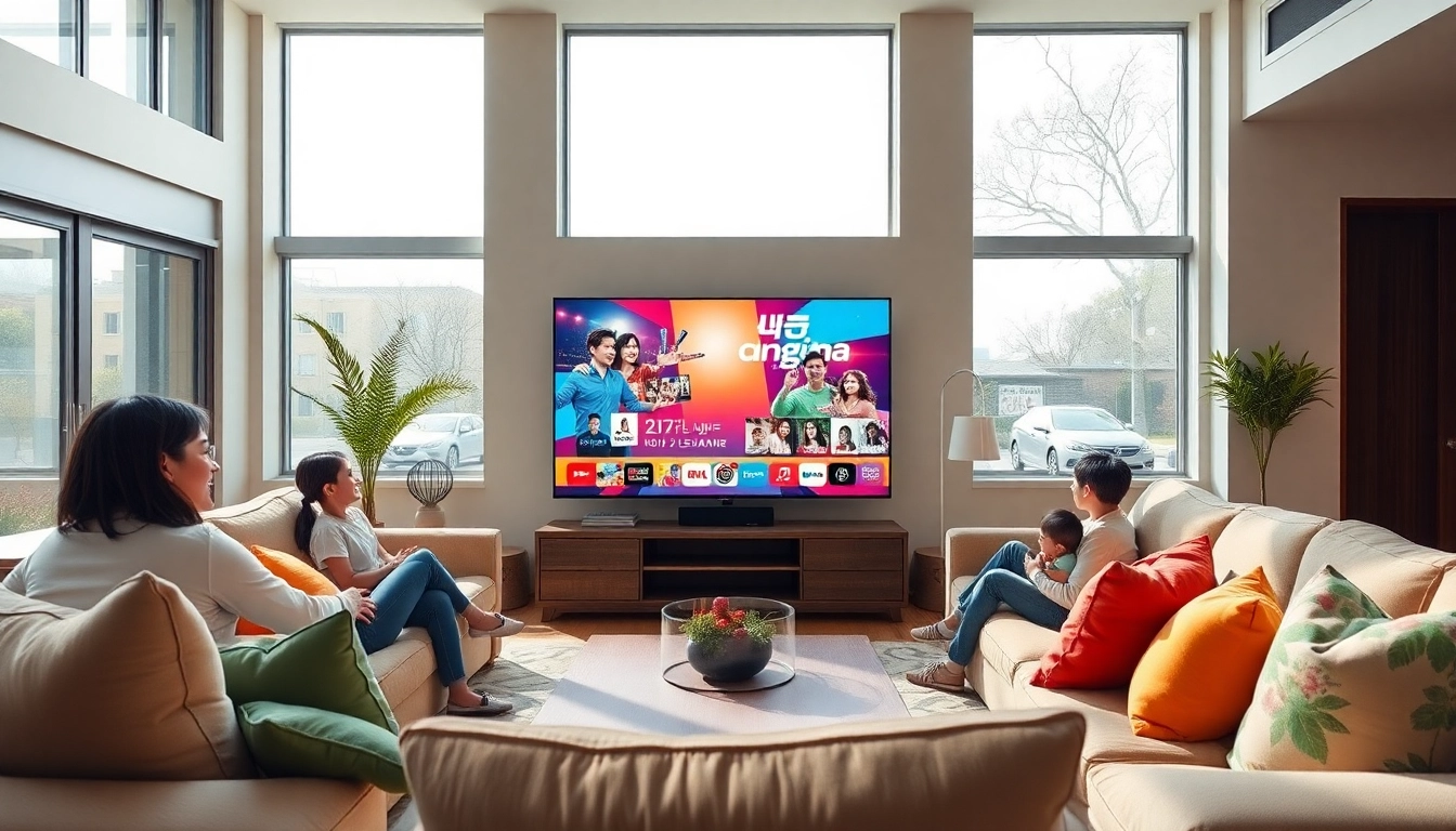 fadaeyat.com에서 제공하는 가족과 함께하는 TV 시청 순간을 보여주는 아늑한 거실.
