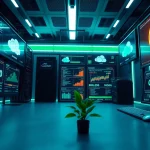 Engaging visual representation of dogecoin cloud mining with digital screens and modern technology.