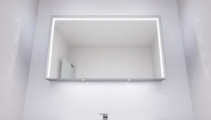 Ein eleganter sonni Spiegelschrank mit LEDs und Touchsteuerung im Badezimmer.