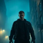 Discover exhilarating action sequences in shows similar to reacher series highlighting an antihero in a suspenseful cityscape.
