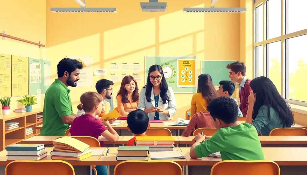 Students actively participating in a dynamic Education environment with supportive learning materials.