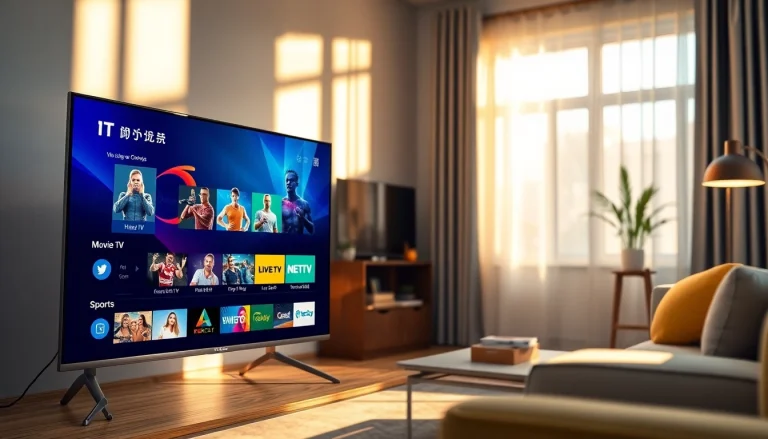 오징어티비의 다양한 기능을 보여주는 디지털 미디어 스트리밍 인터페이스.