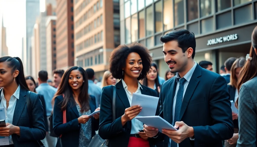 Engaging scene of a free job post new york event with diverse job seekers networking.