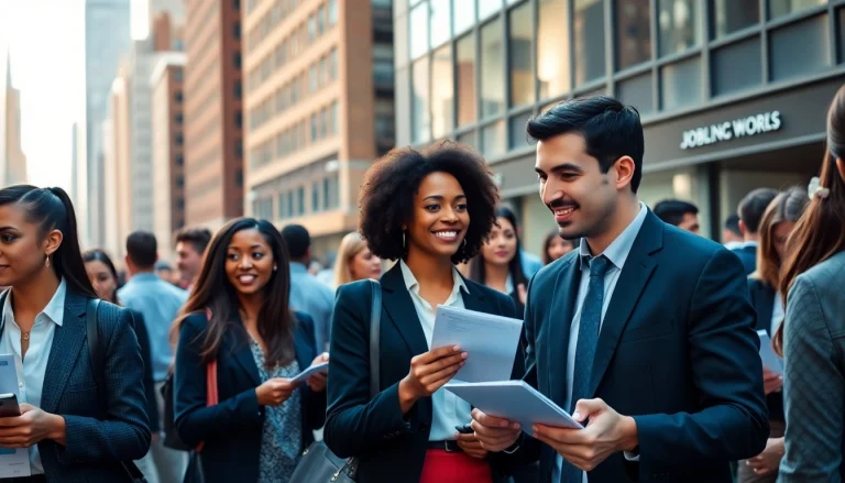 Engaging scene of a free job post new york event with diverse job seekers networking.